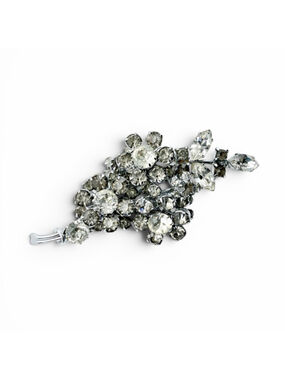 Vintage Rhinestone Bridal Brooch Austrian Crystal Flower Spray Silver Tone